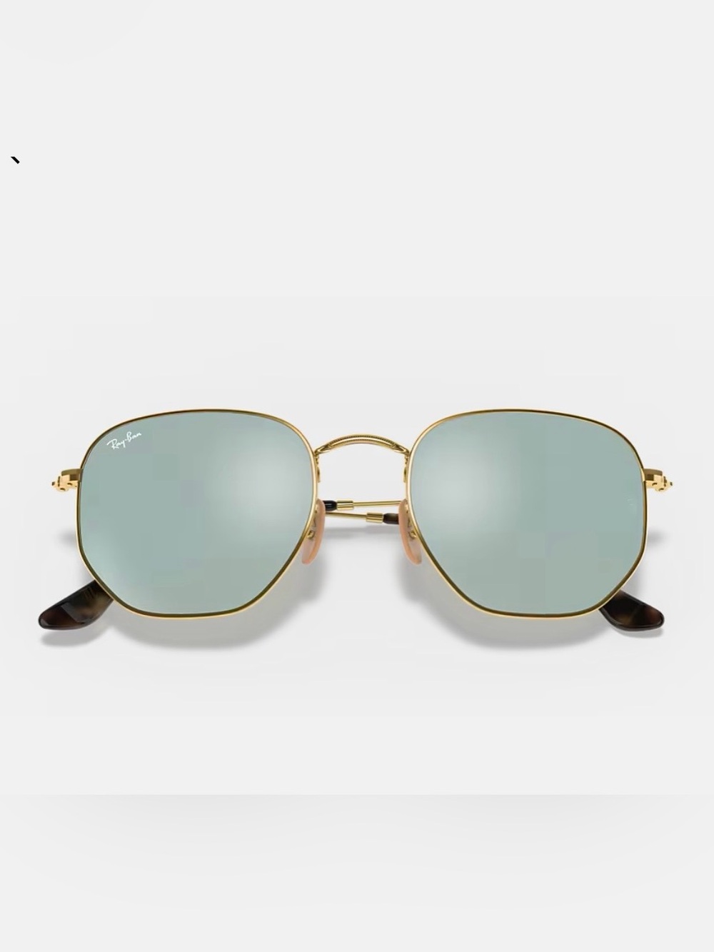 Ray-Ban Gold Hexagon Frame Sunglasses with Mirrored Lenses NWOT